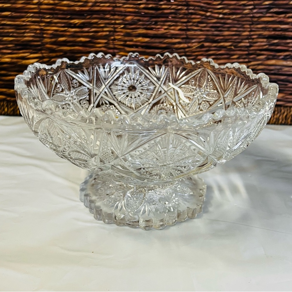 Imperial Clear Glass Pedestal Bowl Vintage